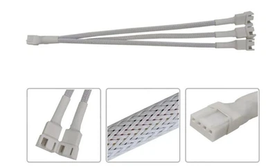 Перехідник роздвоювач 1 на 3 кулера 26 см 4 pin PWM fan cooler hub кабель в оплетці Розгалужувач Білий