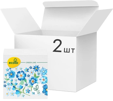 Упаковка серветок столових Ecolo 33х33&nbsp;см 80 листів 1 шар х 2 шт (4820202898085)
