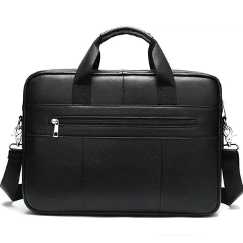Мужская кожаная сумка для ноутбука и документов черная Tiding Bag RD-23134