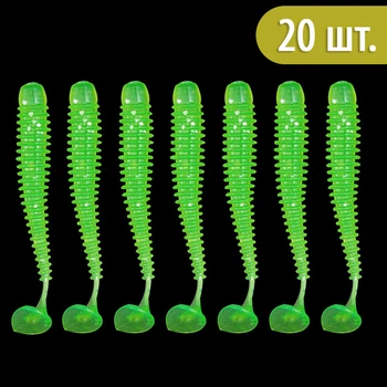 Силіконові приманки 20 шт віброхвіст Lushazer 70 мм Зелений