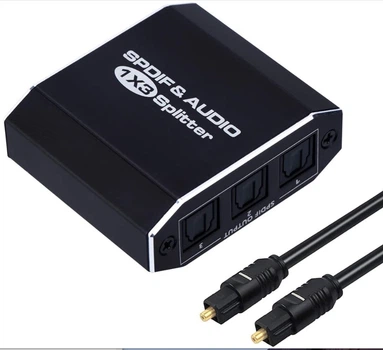 1x3 SPDIF / TosLink splitter optical digital Цифровий 3-х портовий розгалужувач оптичного аудіо звуку спліттер 1 на 3 порти s/pdif ( ADSP0103M1 )