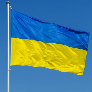 Прапор України з габардину 135х90 см пошитий, міцне полотнище жовто-синього кольору для вулиці та будинку