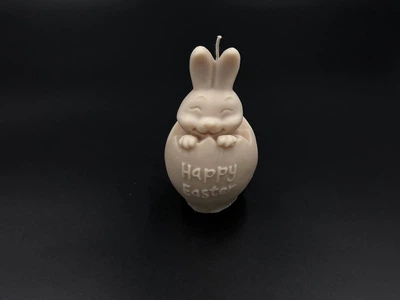 Свеча из соевого воска Happy Easter Зайчик в яйце декоративная без подсвечника 10 см 125 г Бежевый (SVH-166)