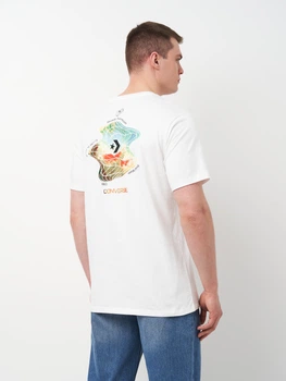 Футболка хлопковая длинная мужская Converse Special Waves Tee White 10027366-102 S White с принтом (194435387093)