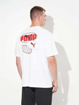 Футболка хлопковая длинная мужская Puma Essentials Graphics 68817902 M White с принтом (4069157679435)