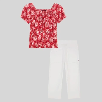 Дитячий літній комплект (блузка + штани) для дівчинки Tommy Hilfiger 759175543 110-116 см Різнокольоровий (1159843683)