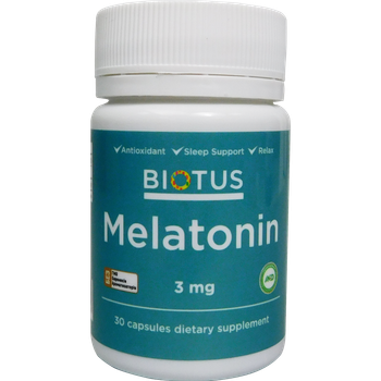 Мелатонін, Melatonin, Biotus, 3 мг, 30 капсул