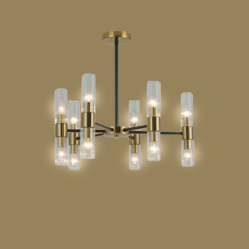 Люстра накладна Ardero BL1860-2 AURORA GOLD 12 плафонів E14 чорна/золото 61х61х52, 5см (BL1860-2)