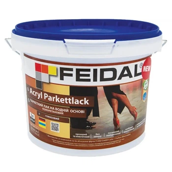 Лак для паркета Feidal Acryl Parkettlack глянец полиуретановый для мебели, дверей 3 л
