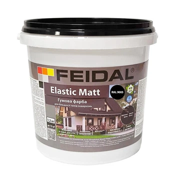 Фарба гумова Feidal Elastic Matt матова для бетону, дерева та металу RAL 9005 Чорна 1.2 кг