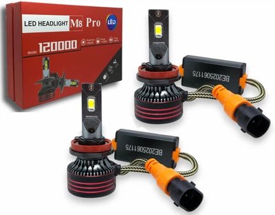 Автомобільні світлодіодні лампи з цоколем H11 M8 PRO 120W 9-24V 6000K 60000Lm CANBUS з обманкою комплект (35345)