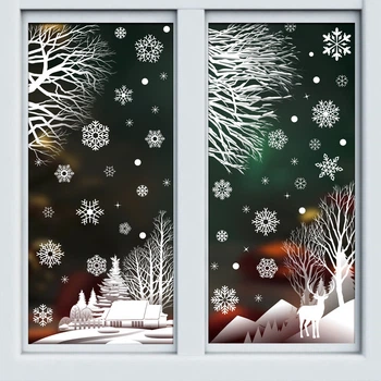 Новорічний декор для вікон та дзеркал Christmas Window Stickers (BQ 444+445)