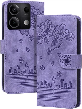 Чехол-книжка SHLab SakuraCat для Xiaomi Redmi Note 13 5G (микрозамша) Lilac (41572-3B)