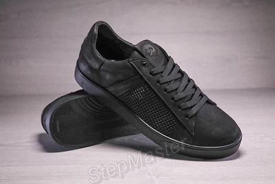 Кожаные мужкие кеды с перфорацией Pirate Black 41