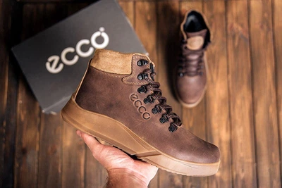 Cпортивные кожаные ботинки, кроссовки зимние на меху Nubuck Brown 45