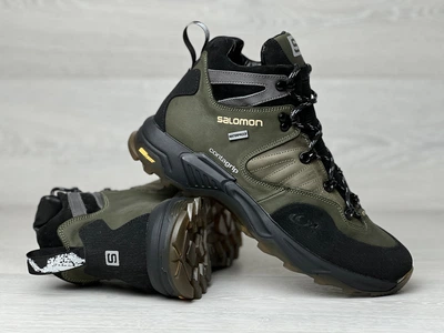 Спортивные кожаные ботинки, кроссовки термо Salomon Contagrip Gore-Tex Olive 41