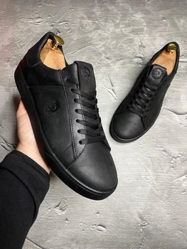 Шкіряні чоловічі кеди diesel black 41