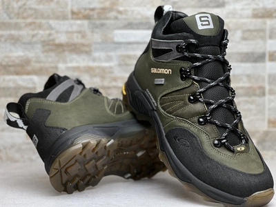 Спортивные кожаные ботинки, кроссовки термо Salomon Contagrip Gore-Tex Olive 43 (арт. 711875031)