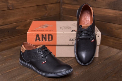 Спортивные мужские кожаные туфли Arizona Black 43
