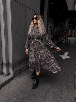 Жіноча легка міді сукня з довгим рукавом Uaclothes 48-50 Коричневий (like34591-150041371)