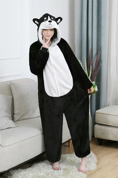 Жіноча кігурумі піжама доросла та підліткова Kigurumi Чорний Хаски Чорний L 165-175 см. (1078)