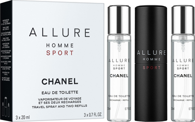 Набір для чоловіків Chanel Allure Homme Sport Змінний блок Туалетна вода 3 x 20 мл (3145891238006)
