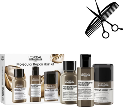 Zestaw do pielęgnacji włosów L’Oreal Professionnel Paris Absolut Repair Molecular Szampon 100 ml + Serum 75 ml + Maska bez spłukiwania 50 ml (3474637285722)