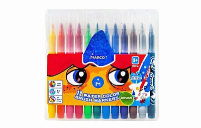 Фломастери-пензлики Marco Super Washable 12 кольорів (1633-12PB)