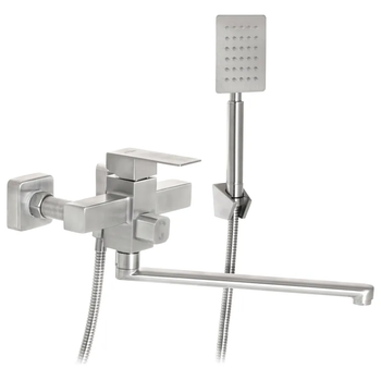 Смеситель для ванны с длинным изливом Mixxus KUB-006 SS2809 нержавеющая сталь