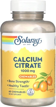 Кальцій (цитрат кальцію) Solaray Calcium Citrate 1000 мг 60 жувальних таблеток Апельсин (SOR-04584)