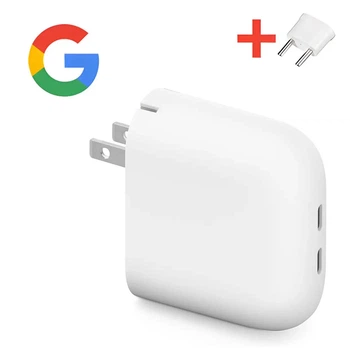 Блок зарядки Google Pixel Flex Dual Port 67W USB-C (US) + переходник EU (без кабеля)