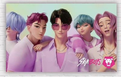 Бумажный плакат "KPop Demon Hunters. Saja Boys" 120х75 см