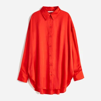 Сорочка оверсайз жіноча H&M 1085808003c35 S Помаранчева (KC1000000053808)