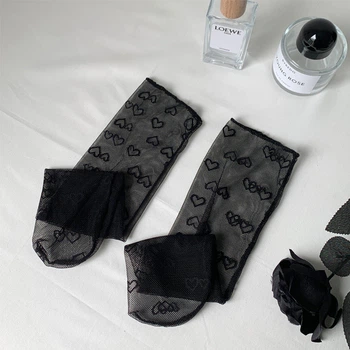 Жіночі фатинові шкарпетки з сердечками Honey Fashion Accessories One Size чорний (1-32)