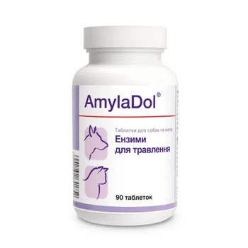 Кормовая добавка для собак и кошек Dolfos AmylaDol 90 таблеток ферменты пищеварения