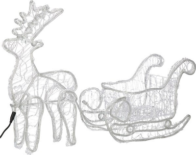 Dekoracyjna figura świetlna Springos CL1221 Renifer z saniami 150 cm Biały zimny (5907719422367)