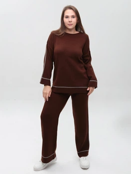 Костюм женский вязаный коричневый свитер с брюками 12228-9 ONE SIZE
