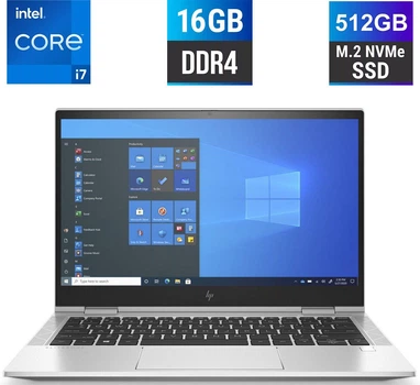 Ультрабук-трансформер HP EliteBook x360 830 G8 / 13.3" (1920x1080) IPS Touch / Intel Core i7-1165G7 (4 (8) ядра по 2.8 - 4.7 GHz) / 16 GB DDR4 / 512 GB SSD M.2 / Intel Iris Xe Graphics / WebCam / HDMI б/у