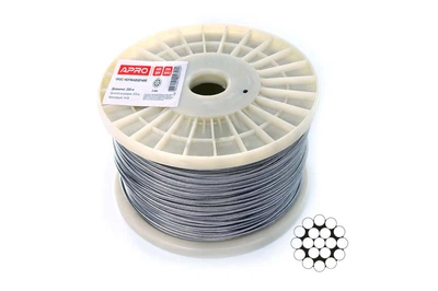 Трос нержавіючий Apro 1.5 мм x 200м (1x19) DIN 3053 (WR-G30531.5N) (200 шт.)