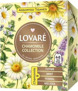 Коллекция травяного чая Lovare Tisanes Chamomile Collection 4 вида по 8 пакетиков (4823115405517)