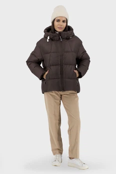 Жіночий зимовий пуховик шоколадний: качиний пух, капюшон, casual Snow Owl (шоколадний, XL), 107203, 106595