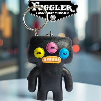 Пластиковый брелок Фуглер Fuggler Funny Ugly Monster (чёрный монстр с тремя глазами) 7 см (Zuru, коллекционный)