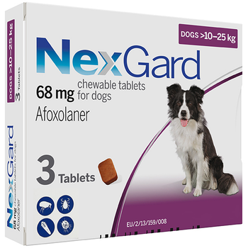 Таблетка NexGard від бліх та кліщів для собак 10-25кг, 1 табл.