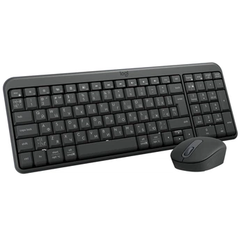 Беспроводной комплект клавиатура и мышь Logitech с оптическим датчиком, полноразмерная раскладка, серый