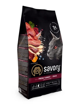 Сухой корм Savory Steril Fresh Turkey and Duck для стерилизованных кошек с индейкой и уткой 2 кг