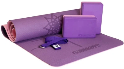 Набір для йоги та фітнесу EasyFit Polarity Set (килимок, два блоки та ремінь) EF-2421s-VP Фіолетово-рожевий (56003631)