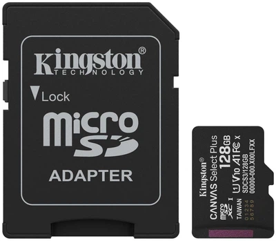 Карта пам'яті Kingston microSD 128GB C10 UHS-I A1 V10 R150MB/s + SD