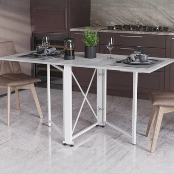 Стіл-книга трансформер Оріон 2 Ferrum-decor 750x1520x730 Білий метал ДСП Бетон 16 мм (FRD-104596)