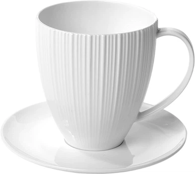 Кухоль Fissman Elegance White з блюдцем порцеляна 400 мл (9334_F)