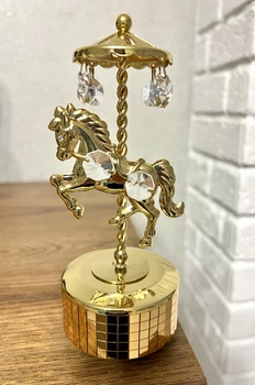 Фігурка музична зі стразами Swarovski Кінь 17 см 160412 метал